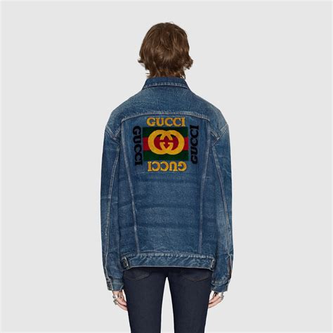 gucci oversize denim jacket with patches|Gucci denim jacket women.